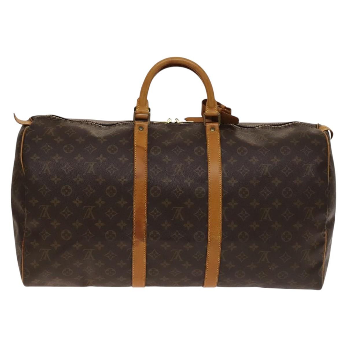 Louis Vuitton Keepall Bag Monogram Canvas, BROWN, CANVAS, Travel bag