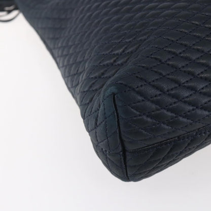 Bally Vintage Chain Shoulder Bag Quilted Leather, NAVY, LEATHER, Shoulder bag