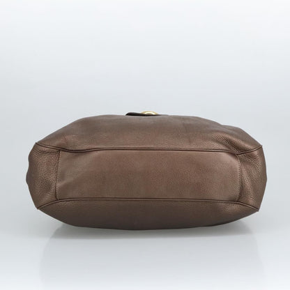 Salvatore Ferragamo Gancini handbag Leather, BROWN, LEATHER, Handbag