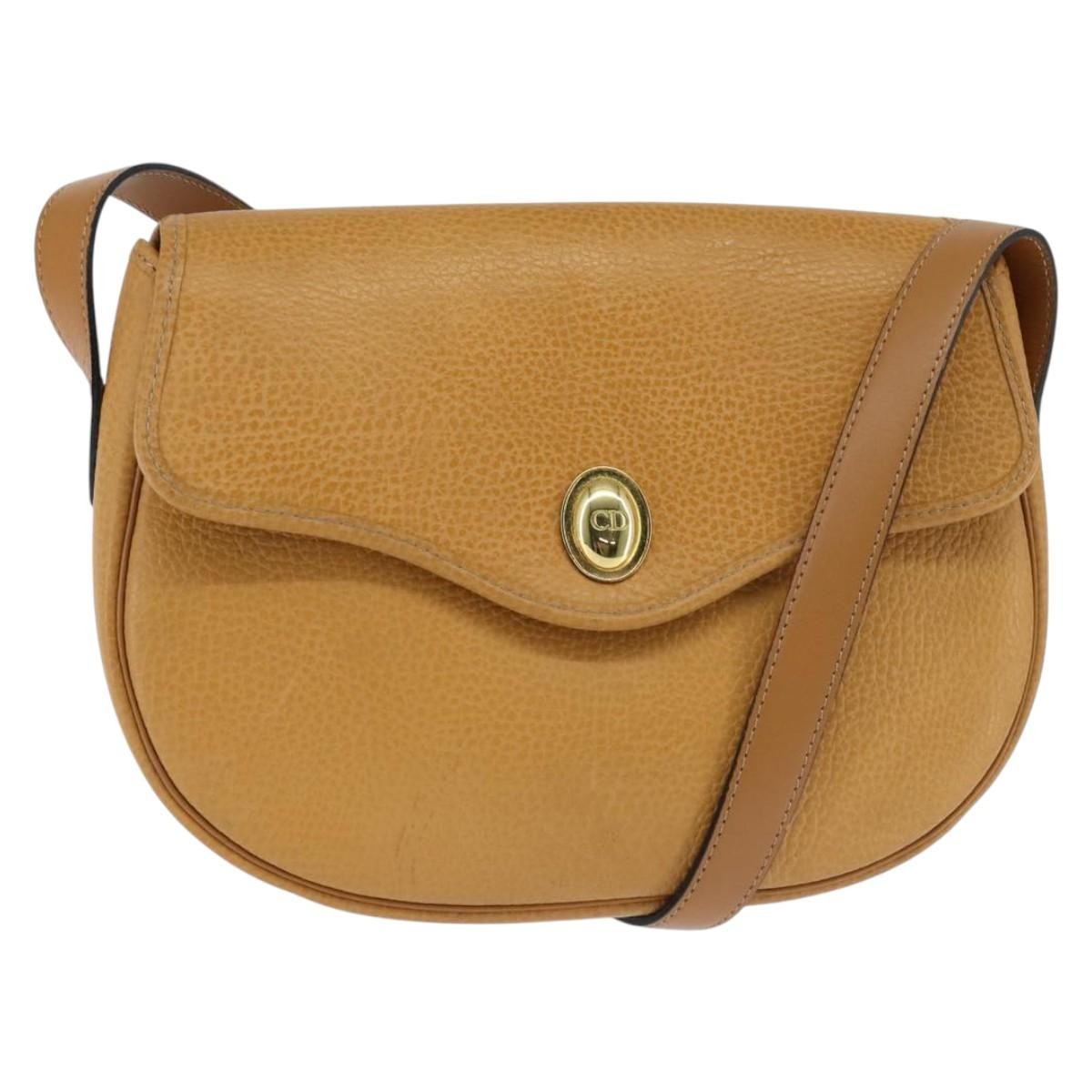 Christian Dior Vintage CD Logo Shoulder Bag Leather, BROWN, LEATHER, Shoulder bag