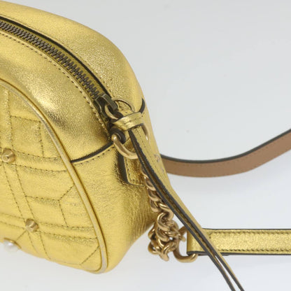 Gucci Pearly GG Marmont Shoulder Bag Embellished Matelasse Leather, GOLD, LEATHER, Shoulder bag