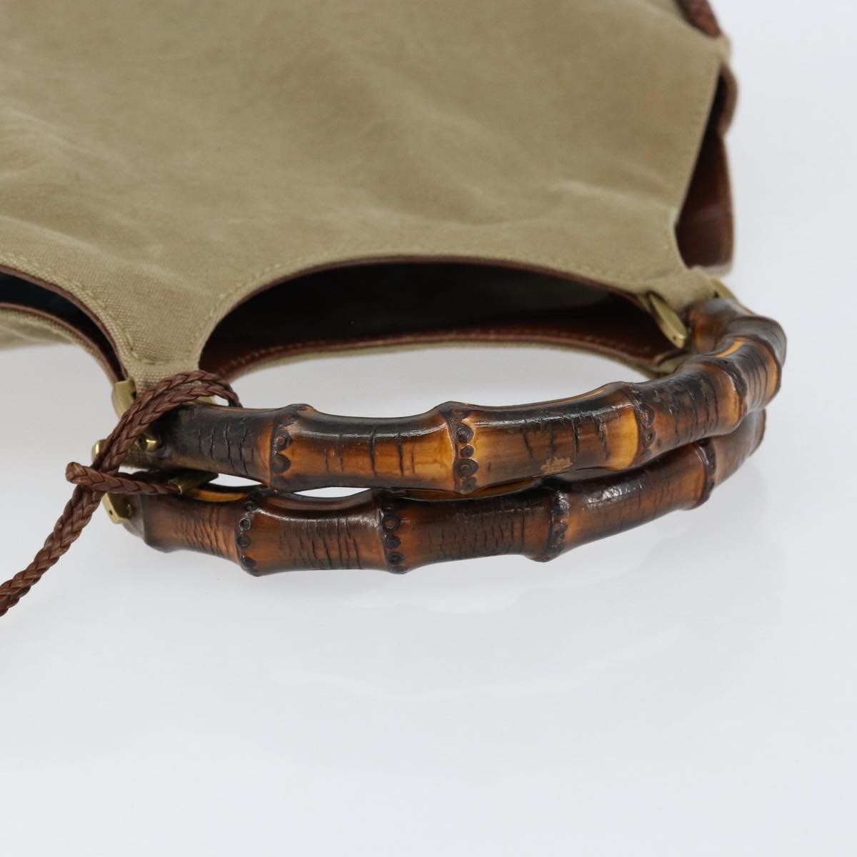 Gucci Vintage Bamboo Hobo Canvas, BEIGE, CANVAS, Handbag