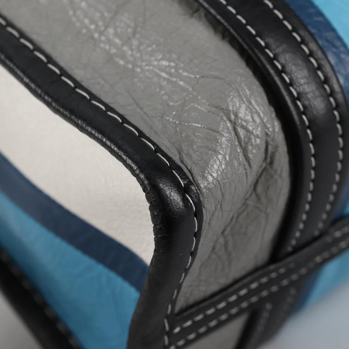 Balenciaga Bazar Convertible Tote Striped Leather, BLUE, LEATHER, Tote bag