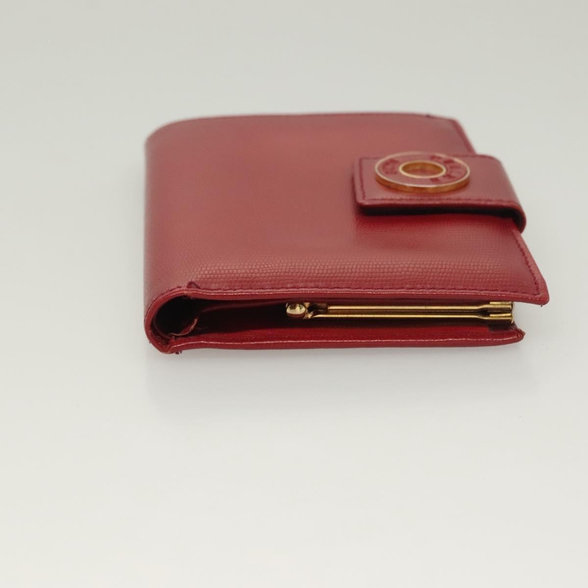 Celine Circle Logo Compact Wallet Leather, RED, LEATHER, Wallets