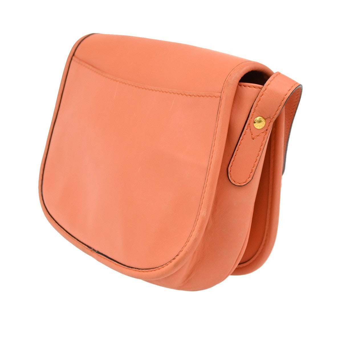 Celine Vintage Flap Shoulder Bag Leather, ORANGE, LEATHER, Shoulder bag