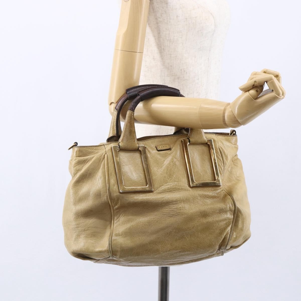 Chloe Ethel Handbag Leather, BEIGE, LEATHER, Handbag