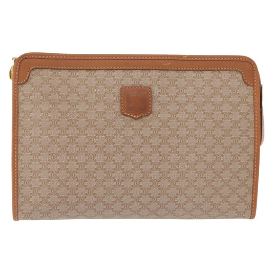 Celine Macadam Pochette Canvas and Leather, BEIGE, CANVAS, Clutche & pouche