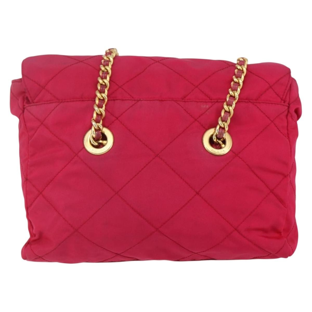 Prada Re-Edition 1995 Chain Tote Quilted Re-Nylon, Pink, Nylon, Shoulder Bag