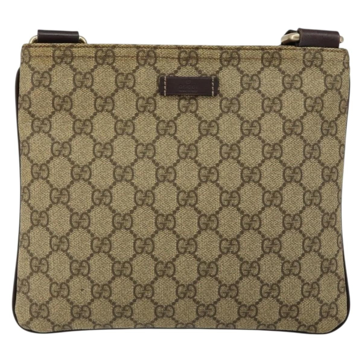 Gucci Flat Messenger Bag GG Canvas, BEIGE, CANVAS, Shoulder bag