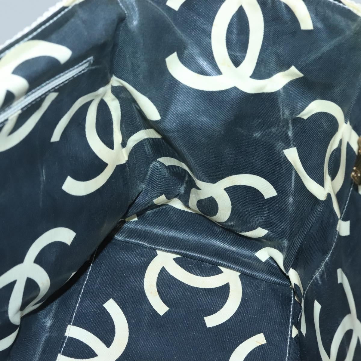 Chanel CC Resin Chain Tote Quilted Raffia, WHITE, WOOD, Tote bag