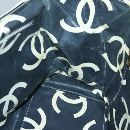 Chanel CC Resin Chain Tote Quilted Raffia, WHITE, WOOD, Tote bag