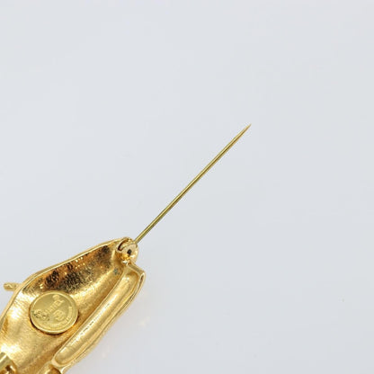 Chanel Beret Hat Brooch Gold Plated, GOLD, METAL, Brooch