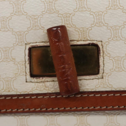 Celine Vintage Convertible Top Handle Bag Macadam Coated Canvas, WHITE, CANVAS, Handbag