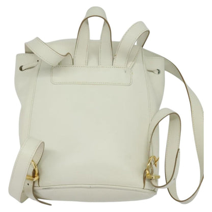 Salvatore Ferragamo Gancini Flap Drawstring Backpack Leather, WHITE, LEATHER, Backpack