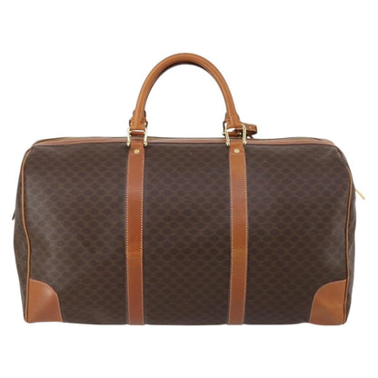 Celine Vintage Duffle Bag Macadam Coated Canvas, BROWN, CANVAS, Travel bag