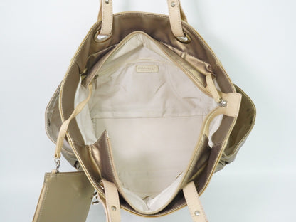 Chanel Biarritz Pocket Tote Quilted Coated Canvas, GOLD, CANVAS, Tote bag