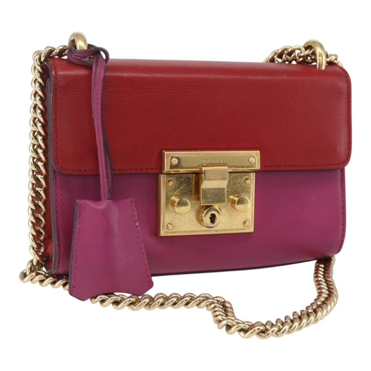Gucci Padlock Shoulder Bag Leather, RED, LEATHER, Shoulder bag