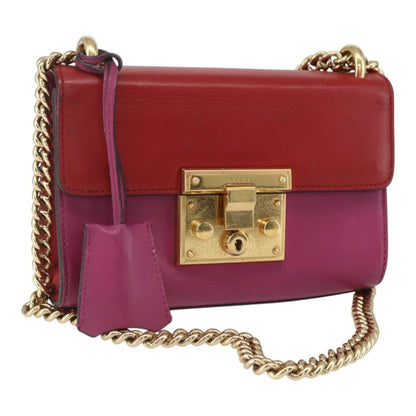 Gucci Padlock Shoulder Bag Leather, RED, LEATHER, Shoulder bag