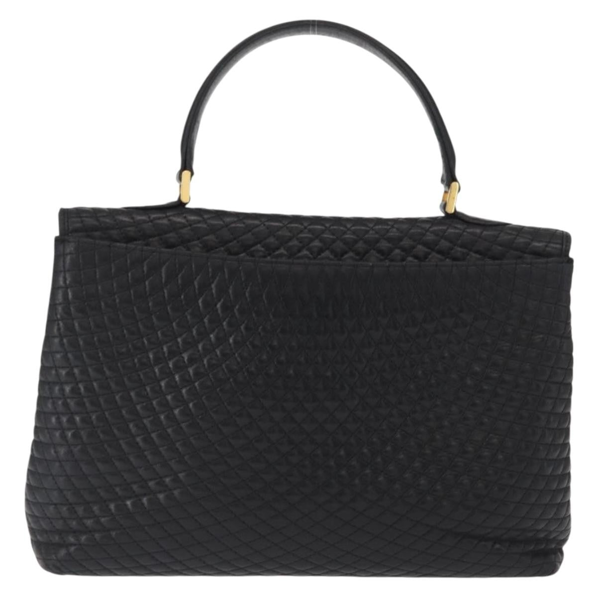 Bally Vintage Handbag Quilted Leather, BLACK, LEATHER, Handbag