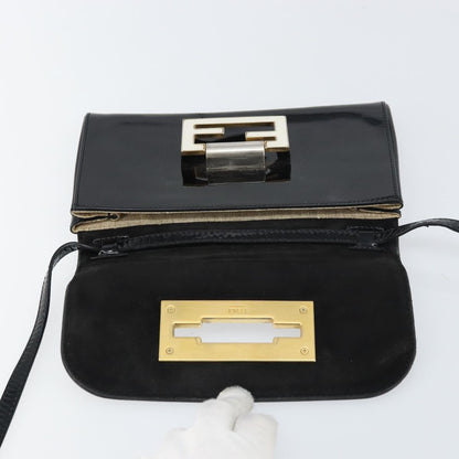 Fendi Vintage Shoulder Bag Enamel, BLACK, PATENT_LEATHER, Shoulder bag