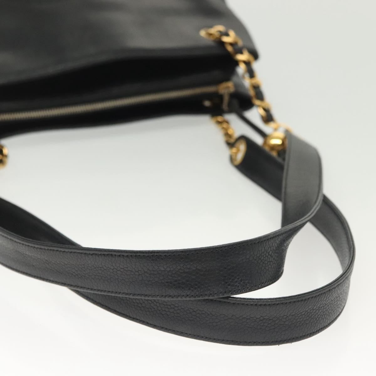 Chanel Vintage CC Logo Chain Tote Caviar, BLACK, LEATHER, Tote bag