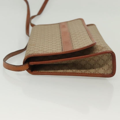 Celine Vintage Macadam Shoulder Bag Canvas and Leather, BEIGE, CANVAS, Shoulder bag