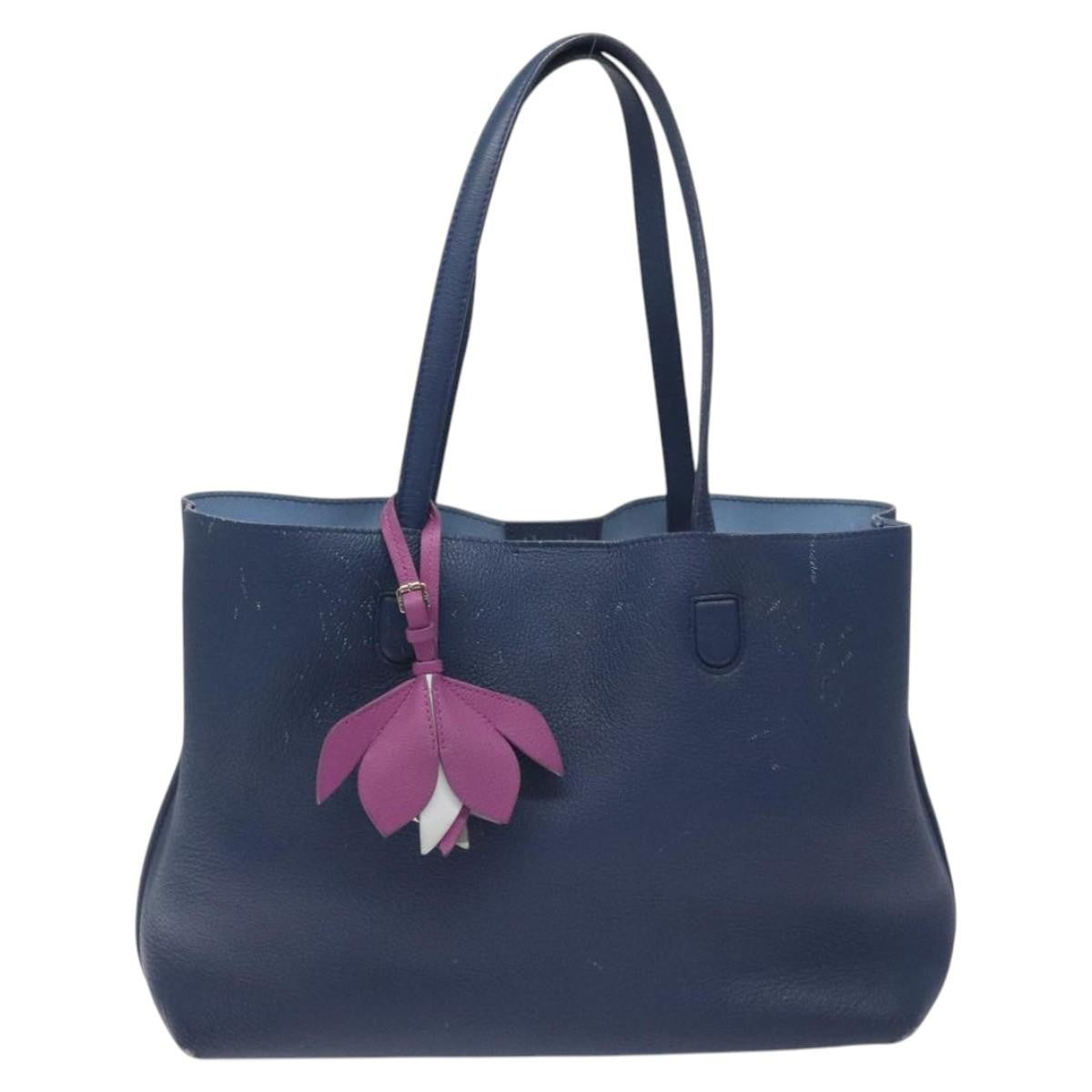 Christian Dior Blossom Handbag Leather, BLUE, LEATHER, Tote bag