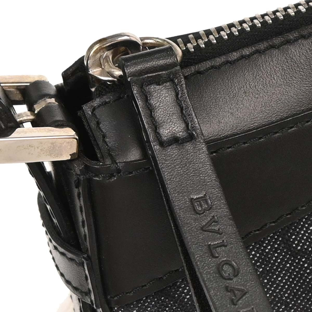 Bvlgari B.Zero1 Logomania Bag Canvas with Leather, BLACK, CANVAS, Shoulder bag