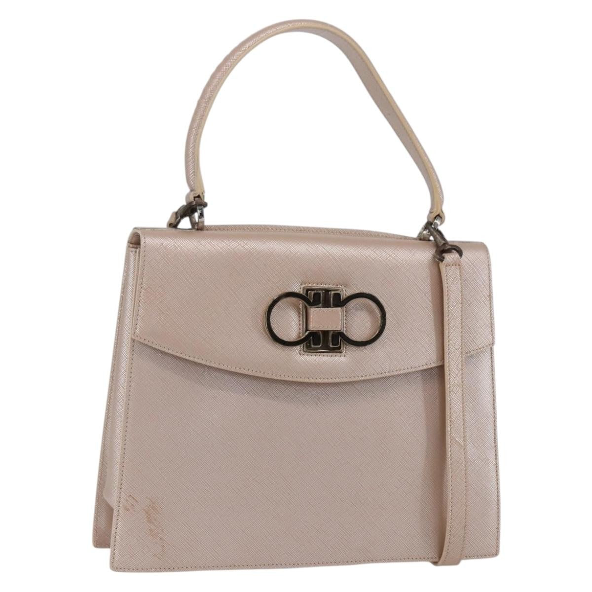 Salvatore Ferragamo Gancini handbag Leather, PINK, LEATHER, Handbag
