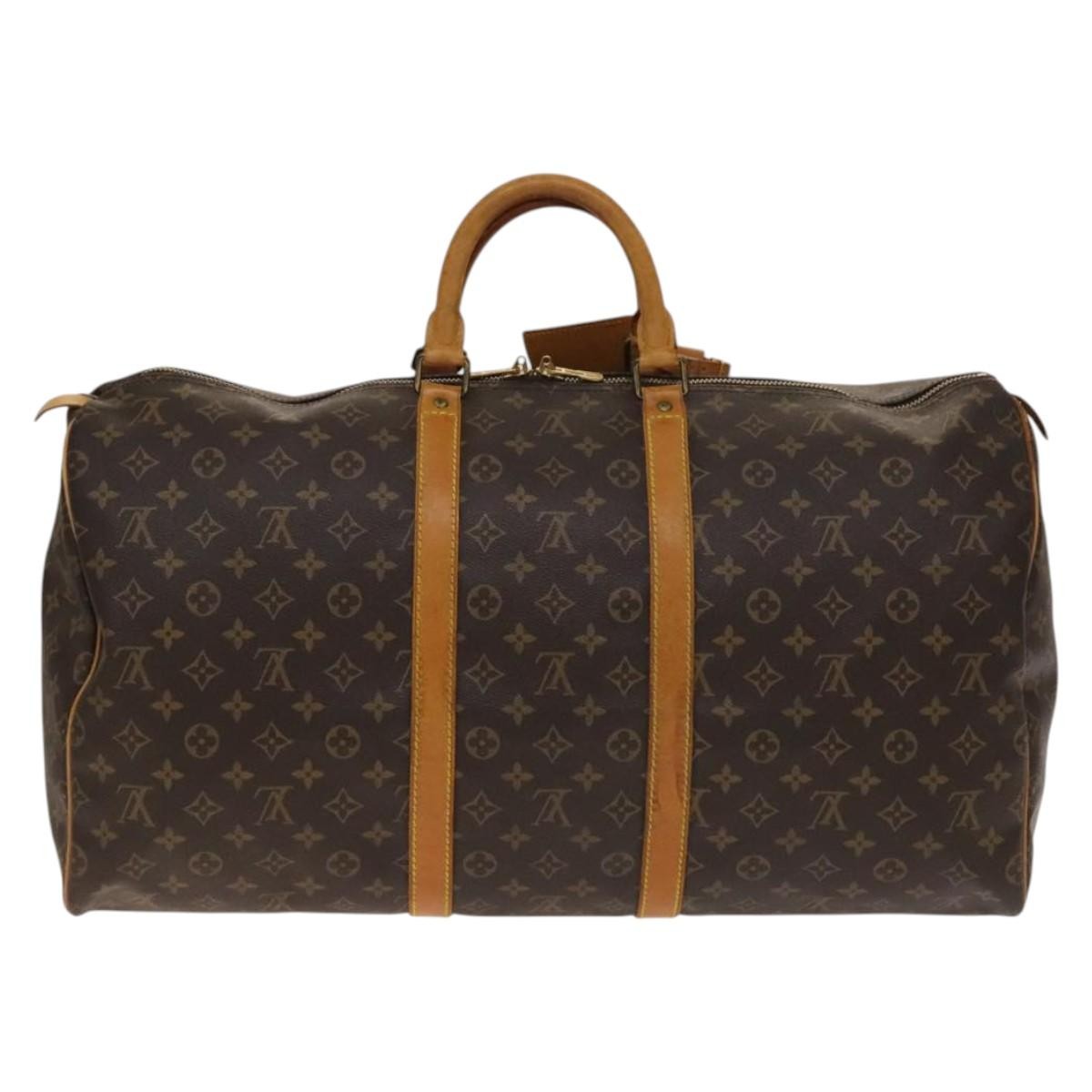 Louis Vuitton Keepall Bag Monogram Canvas, BROWN, CANVAS, Travel bag