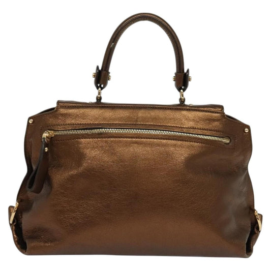 Salvatore Ferragamo Sofia Satchel Leather, BROWN, LEATHER, Handbag
