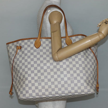 Louis Vuitton Neverfull Tote Damier azur, WHITE, CANVAS, Tote bag