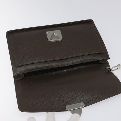 Louis Vuitton Belaia Clutch Taiga Leather, BROWN, LEATHER, Clutche & pouche