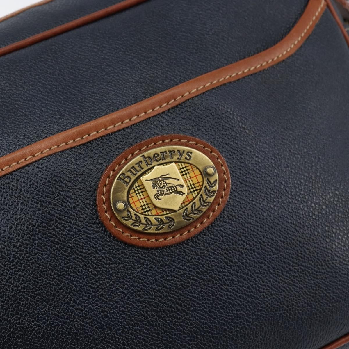 Burberry Vintage Shoulder Bag Leather, NAVY, LEATHER, Shoulder bag