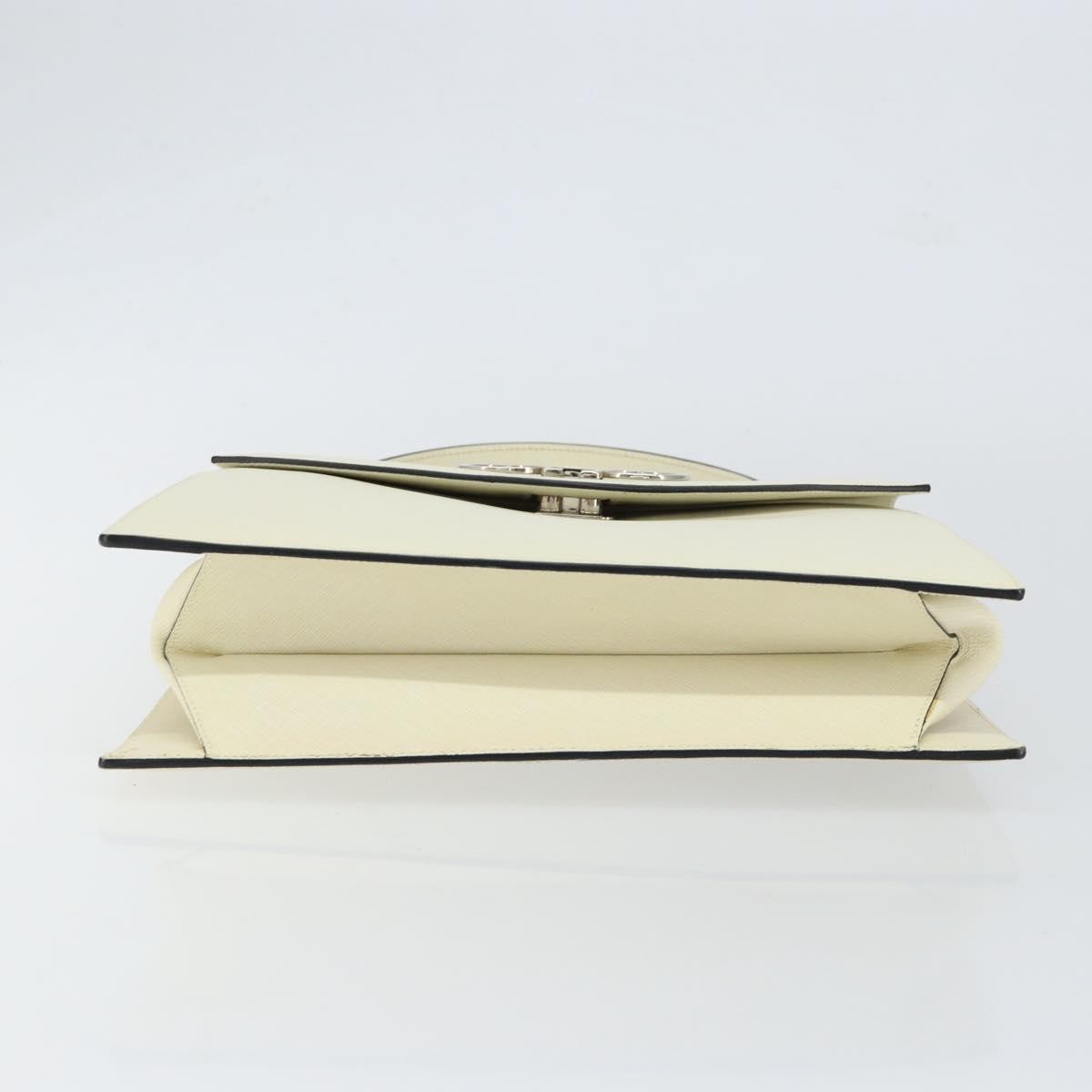 Salvatore Ferragamo Double Gancini Top Handle Bag Saffiano Leather, WHITE, LEATHER, Handbag