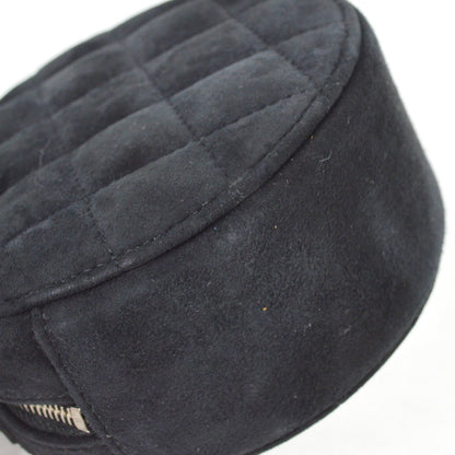 Chanel Star Round Clutch with Chain Quilted Suede with Crystal Embellished Charms, BLACK, SUEDE, Clutche & pouche
