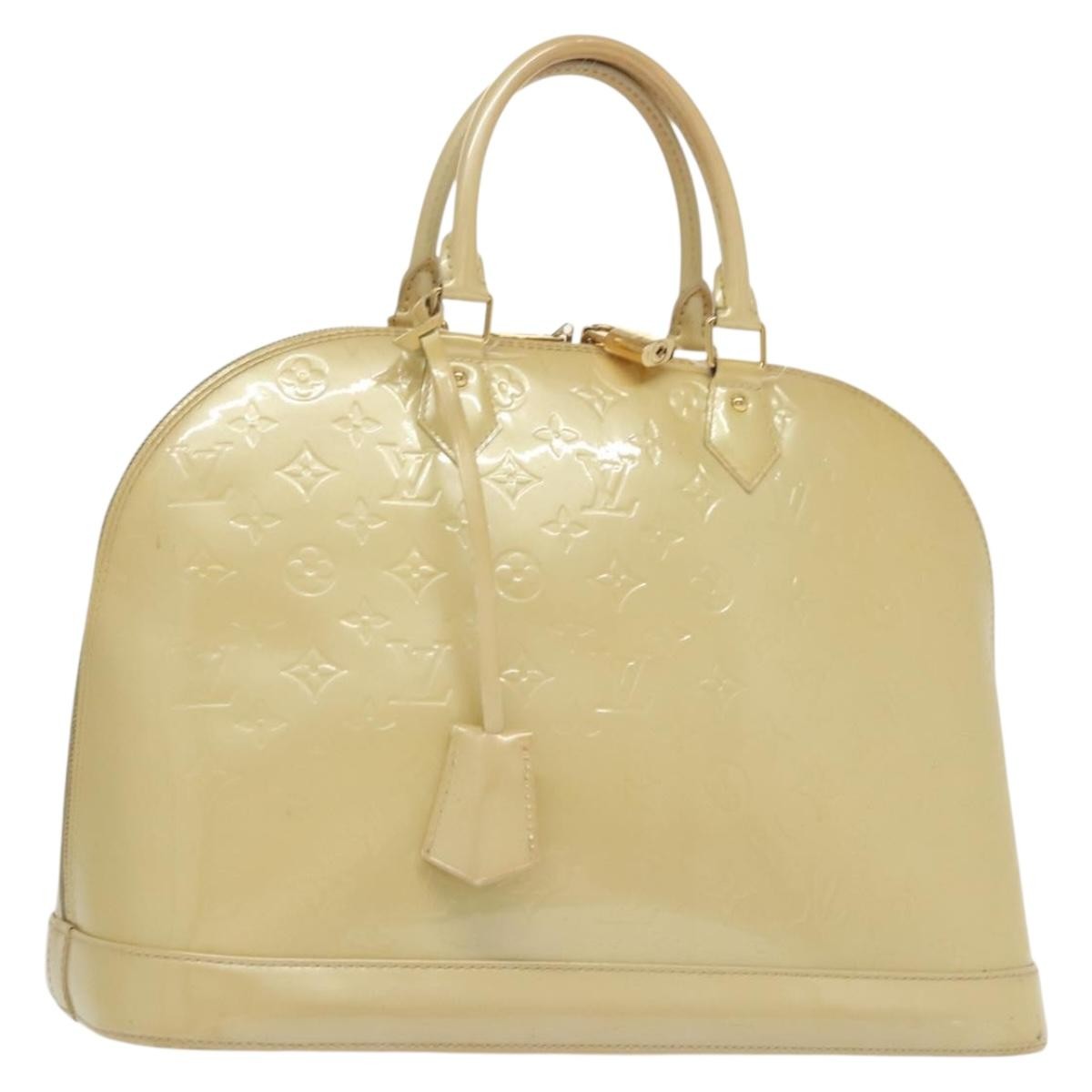 Louis Vuitton Alma Handbag Monogram Vernis, BEIGE, PATENT_LEATHER, Handbag