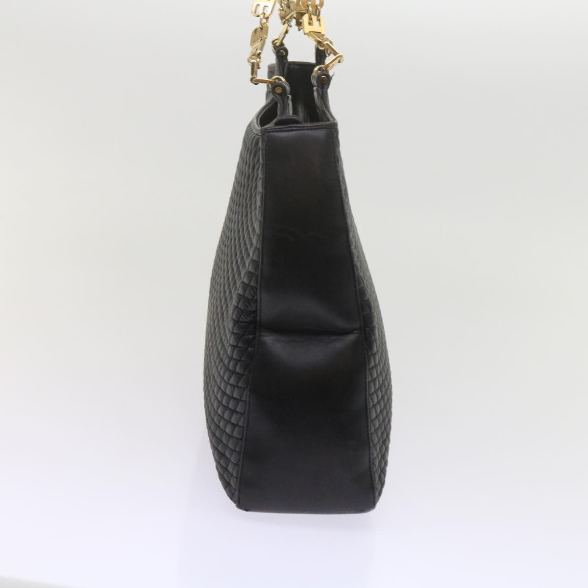 Bally Vintage Chain Shoulder Bag Quilted Leather, BLACK, LEATHER, Tote bag