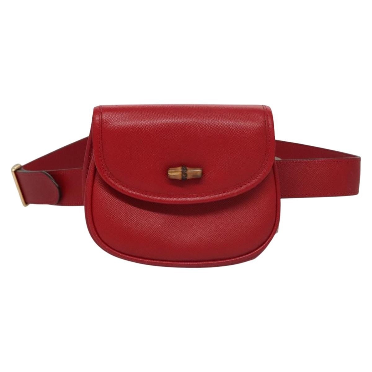 Gucci Bamboo 1947 Belt Bag Leather, RED, LEATHER, Clutche & pouche