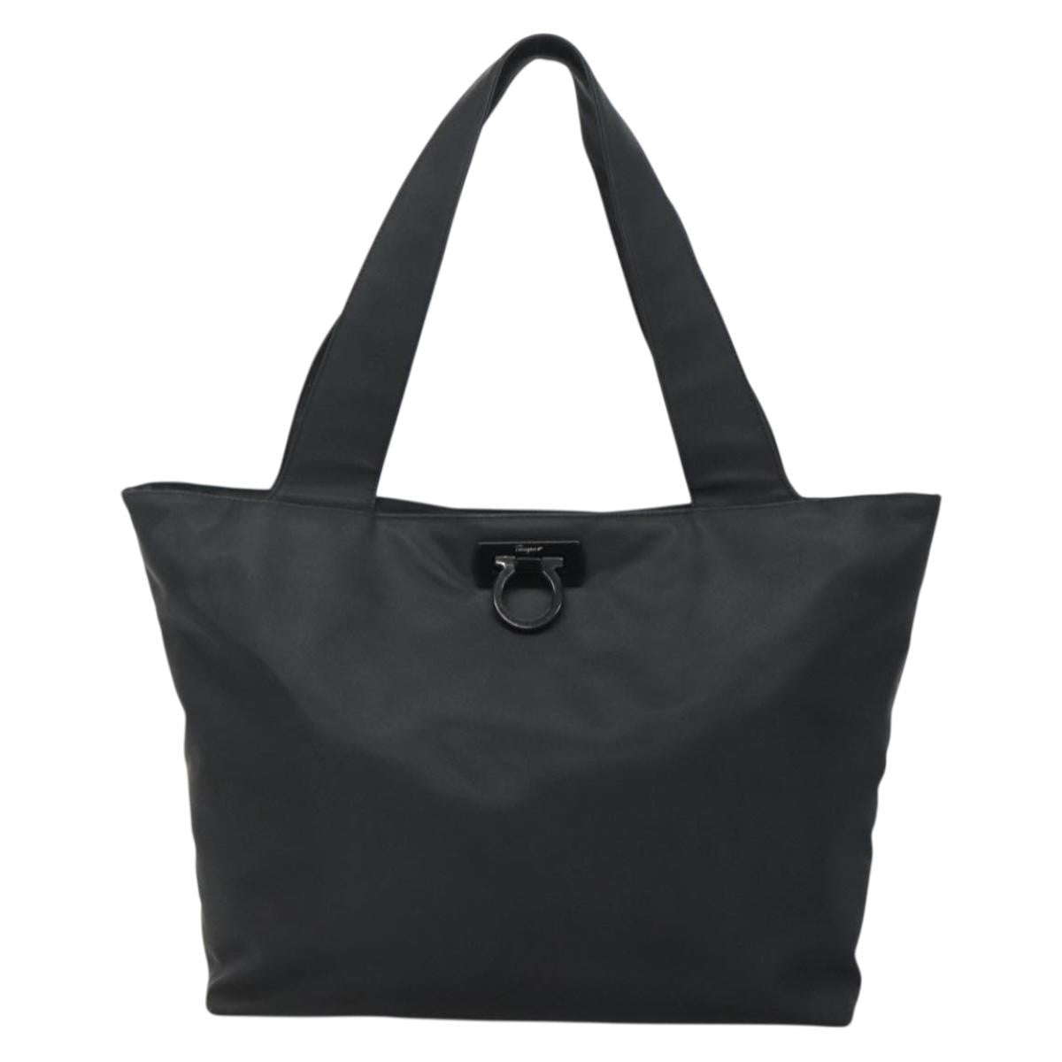 Salvatore Ferragamo Gancini Tote Nylon, BLACK, NYLON, Tote bag