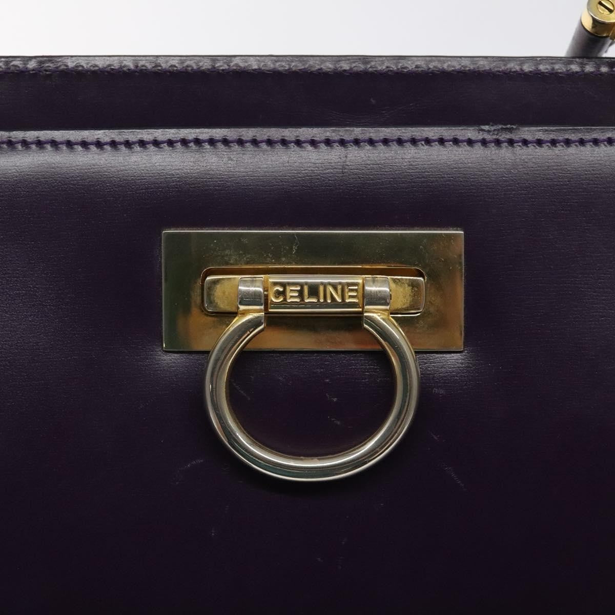 Celine Gancini Handbag Leather, PURPLE, LEATHER, Handbag