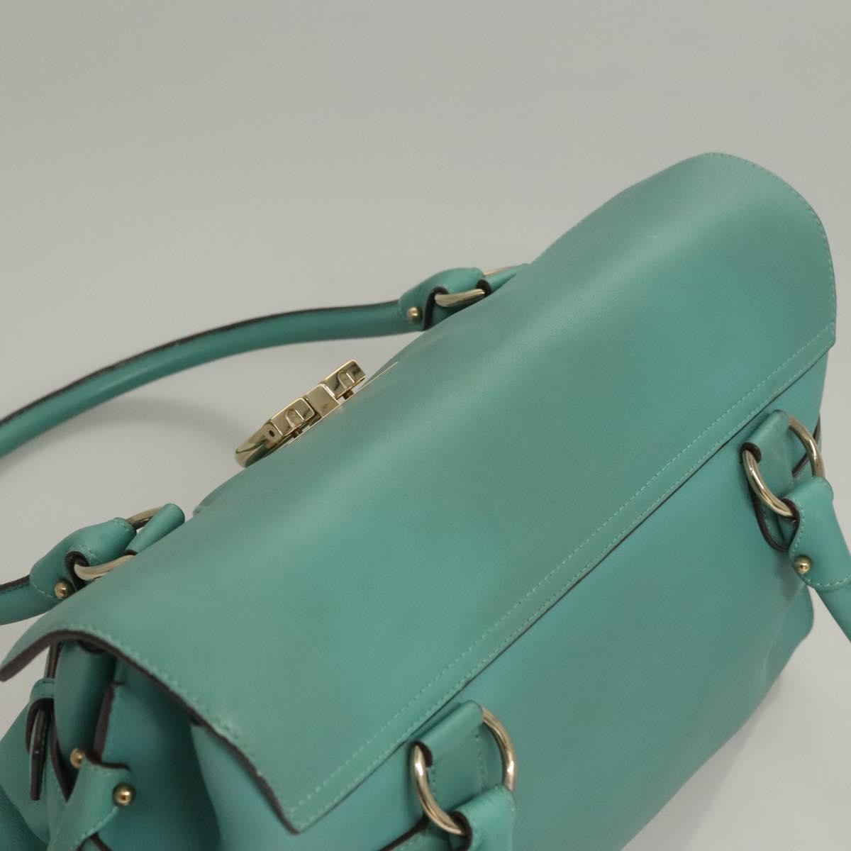 Salvatore Ferragamo Virna Satchel Leather, TURQUOISE, LEATHER, Handbag