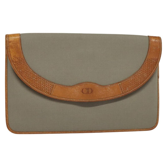 Christian Dior Flap Pouch Canvas, BROWN, CANVAS, Clutche & pouche