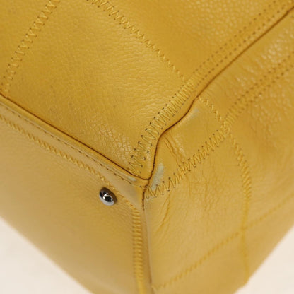 Chanel Square Stitch Bowler Bag Quilted Caviar, YELLOW, LEATHER, Handbag