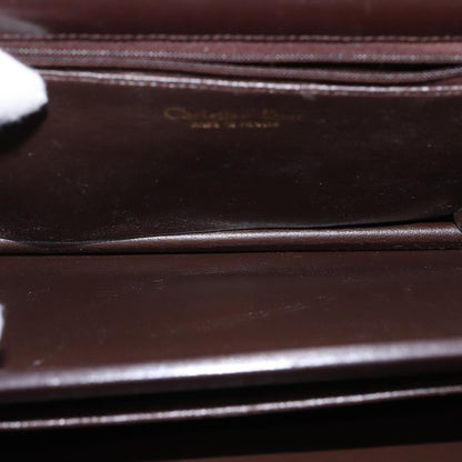 Christian Dior Flap Shoulder Bag Leather, BROWN, LEATHER, Shoulder bag