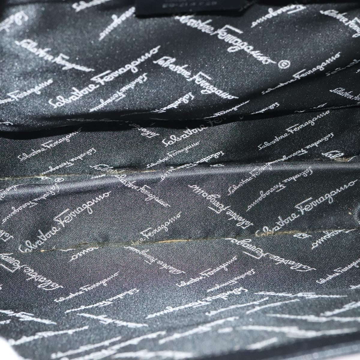 Salvatore Ferragamo Double Gancini Top Handle Bag Saffiano Leather, BLACK, LEATHER, Handbag