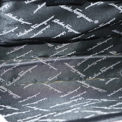 Salvatore Ferragamo Double Gancini Top Handle Bag Saffiano Leather, BLACK, LEATHER, Handbag