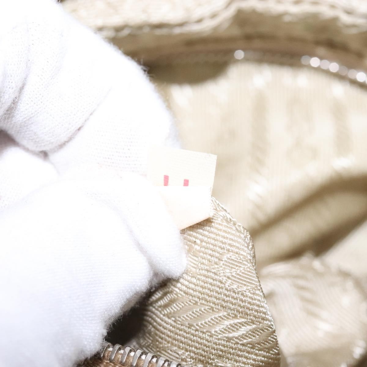 Prada Bauletto Bag Canvas with Leather, BEIGE, CANVAS, Handbag