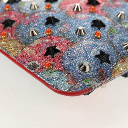Christian Louboutin Loubiclutch Spiked Printed Leather, RED, CANVAS, Shoulder bag