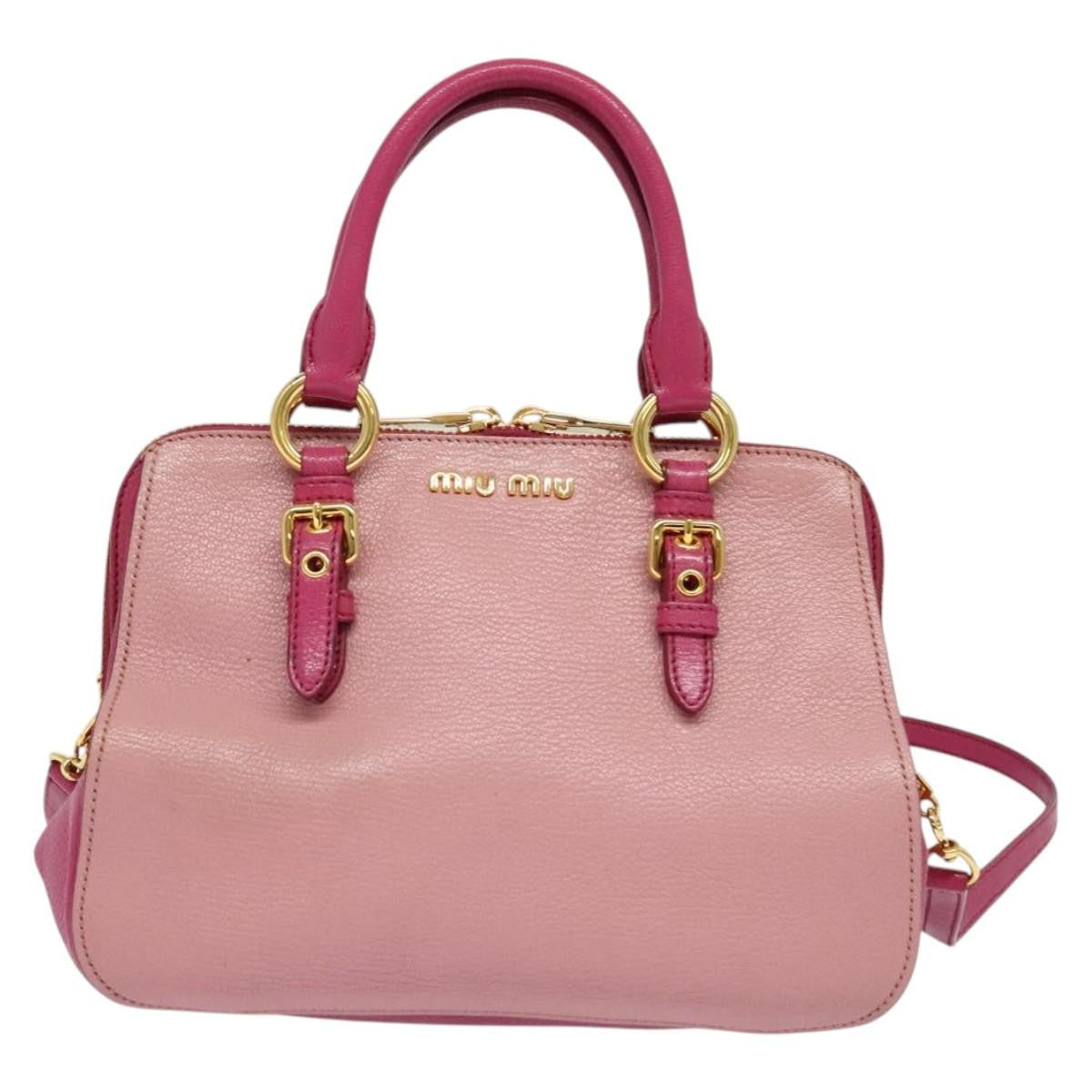 Miu Miu Madras Bowler Bag Leather, PINK, LEATHER, Handbag